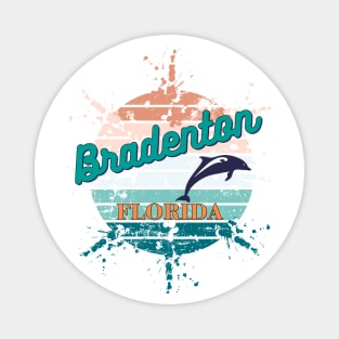 Bradenton Florida Exploding Retro Sunset Magnet